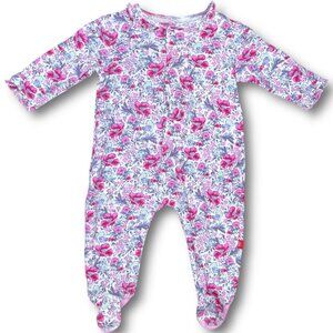 Magnetic Me Pink +Purple Darlington Floral Baby Girls Footie Sleeper Outfit 3-6m